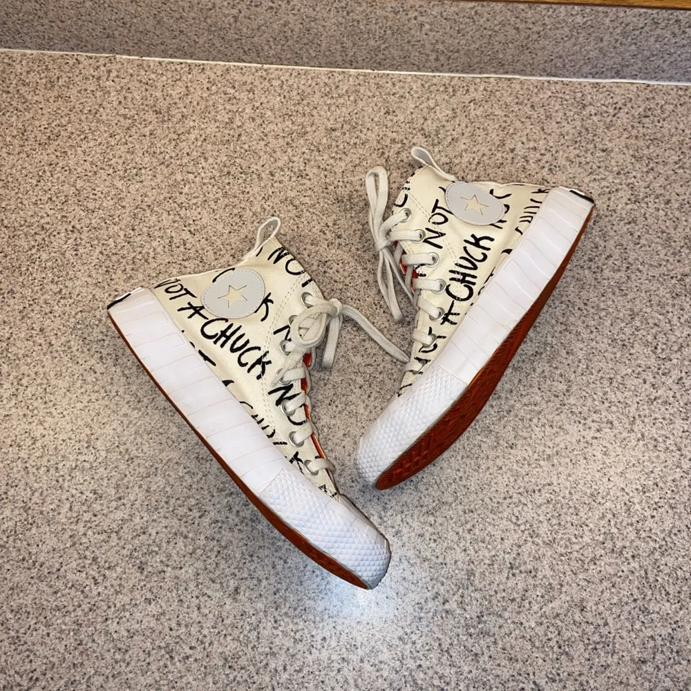 CONVERSE Kids Unt1tl3d Hi Not A Chuck White Sneakers - Size 5